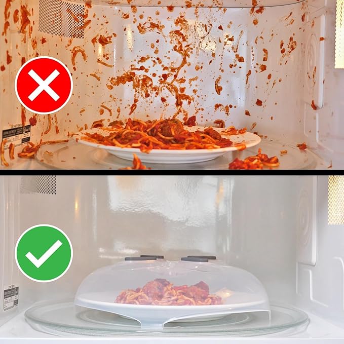 HOVER COVER Magnetic Splatter Cover, 12-Inch Clear BPA-Free Food Lid, Vented Plate Guard with Steam Vents, Anti-Splash Microwave Lid, Dishwasher Safe, Space-Saving Magnetic Storage - Graphite - Image 5