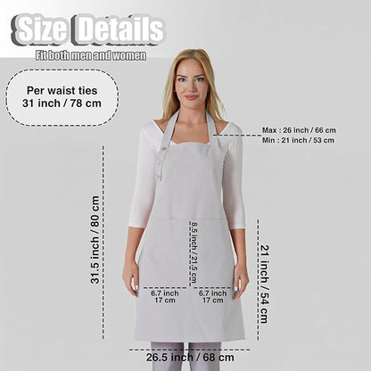TOSHE Kitchen Apron Waterdrop Resistant Cotton Apron with adjustable Aprons for Women with Pockets 10 Color option Cooking Silver Apron (Silver) - Image 5