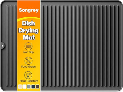 Songrey 24" x 18" Silicone Dish Drying Mat, Kitchen Counter Drying Pad for Sink Dishes or Under Rack, Multi-Use as Heat Resistant Trivet, Coffee Bar Mat by Unknown
