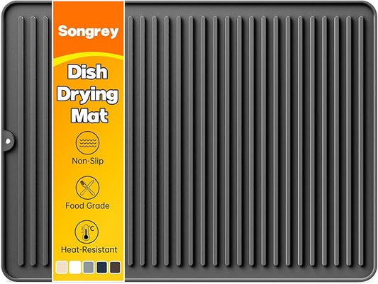 Songrey 24" x 18" Silicone Dish Drying Mat, Kitchen Counter Drying Pad for Sink Dishes or Under Rack, Multi-Use as Heat Resistant Trivet, Coffee Bar Mat by Unknown