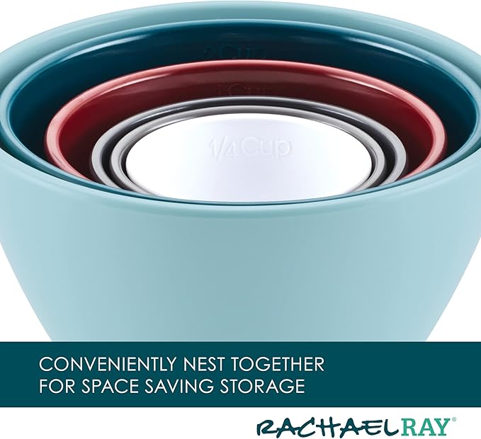 Rachael Ray Tools and Gadgets Nesting/Stackable Measuring Cups Set, 6 Piece - Assorted Colors