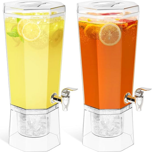 Lifewit 1 Gallon Drink Dispenser for Parties 2 Pcs, 4L Plastic Beverage Container with Stand for Juice/Tea/Soda & Lemonade, Clear Water Pitcher with Spigot for Mimosa Bar Hosting 39 x 16 cm/15x6" by Lifewit