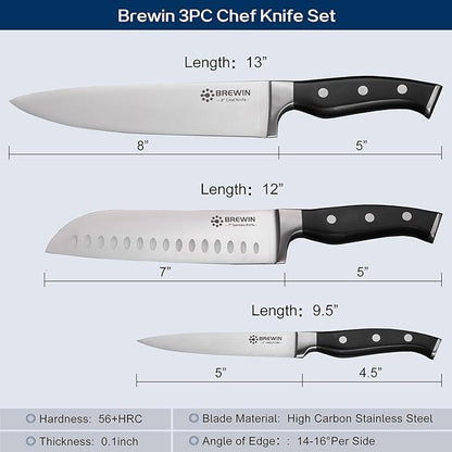 Brewin Professional Kitchen Knives, 3PC Chef Knife Set Sharp Knives for Kitchen High Carbon Stainless Steel, Japanese Cooking Knife with Gift Box - Image 5