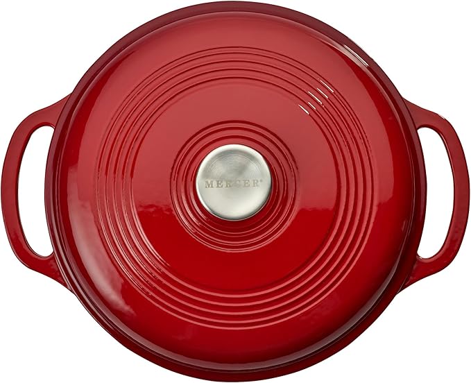 Mercer Culinary Enameled Cast Iron Round Dutch Oven, 6 qt., Red - Image 3