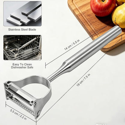 Stainless Steel 2 in 1 Julienne Peeler – Dual Blade Vegetable Cutter for Peeling & Julienne, Multifunction Tool for Potato Carrot Zucchini Cucumber, Kitchen Gift