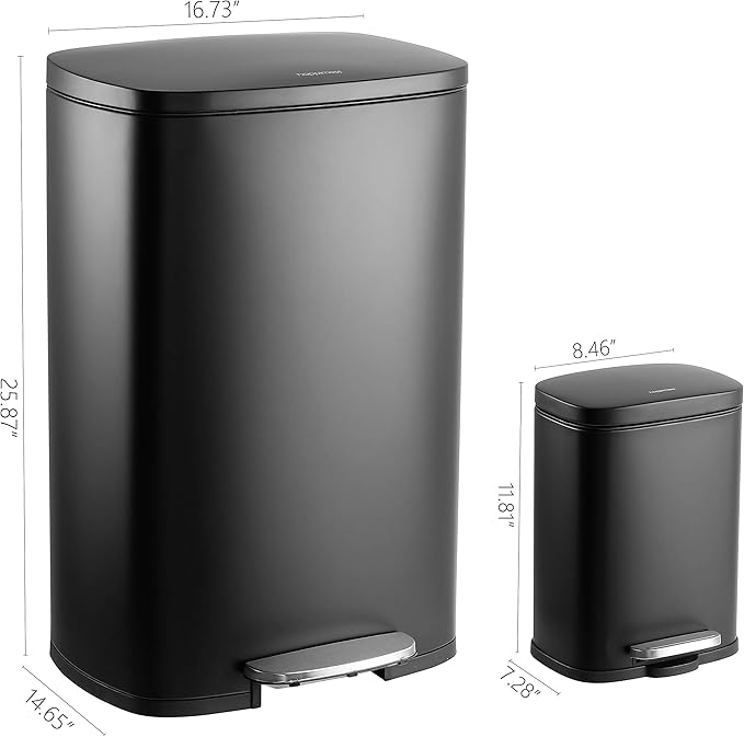 happimess HPM1006B Connor Rectangular 13-Gallon Trash Can with Soft-Close Lid and Free Mini Trash Can, Fingerprint Resistant, Modern, Minimalistic for Home, Kitchen, Office, Bathroom, Black - Image 4