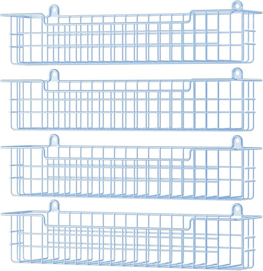 Spice Rack Wall Mount, 4-Pack Seasoning Organizer for Kitchen Storage Organization, Metal Spice Holder Saving Space Shelf for Cabinet, RV, Pantry, Blue by GUUKAR