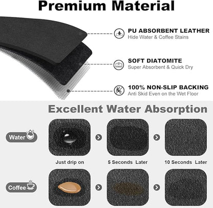 Findosom Dish Drying Mat, 17"x 32" Super Absorbent & Hide Stain Coffee Mat, Cuttable Drying Mat for Kitchen Counter, Coffee Bar Accessories, Under Dish Rack, Coffee Maker, Espresso Machine, Black-2 - Image 5