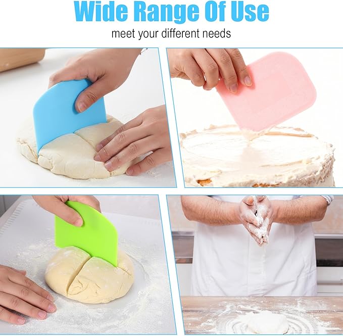 10 Pcs Plastic Bench Scraper for Baking - Bowl Dough Scraper for Bread Cutter - Multifunctional Kitchen food Scrapers Tool with Curved Edge, Cake Baking, Fondant Icing Smoother - Image 4
