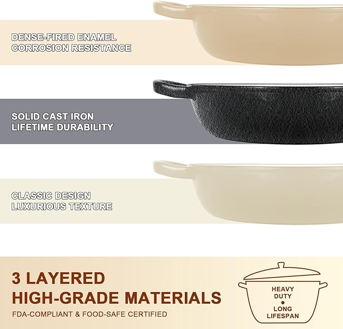 AHJ 6QT Dutch Oven For Bread Baking, Enameled Cast Iron Dutch Oven Pot with Lid, Multi-Functional Bread pan, Sourdough Baking Supplies with Proofing Basket, Cast Iron Bread Oven, Silicone Sling & Gloves. - Image 8