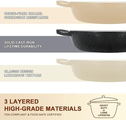 AHJ 6QT Dutch Oven For Bread Baking, Enameled Cast Iron Dutch Oven Pot with Lid, Multi-Functional Bread pan, Sourdough Baking Supplies with Proofing Basket, Cast Iron Bread Oven, Silicone Sling & Gloves. - Image 8