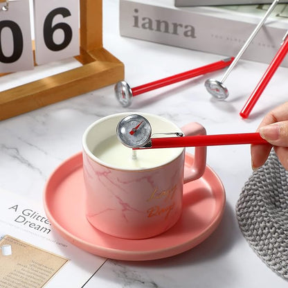 Xuhal 1 Pcs Stainless Steel Kitchen Thermometer with 5 Inch Long Stem 1 Inch Dial Thermometer Milk Frothing Food for Oven Probe Meat Grill BBQ Cooking Chocolate Water (Red) - Image 4