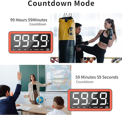 VOCOO Digital Kitchen Timer with 7.8” Extra Large Display, Magnetic LED, with 3 Brightness, 4 Alarms and 3 Volume Levels, Battery Powered Countdown Count Up Timer for Cooking, Classroom, Home Gym - Image 3