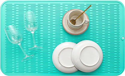 MicoYang Silicone Dish Drying Mat for Multiple Usage,Easy clean,Eco-friendly,Heat-resistant Silicone Mat for Kitchen Counter or Sink,Refrigerator or Drawer Liner Mint 3XL 28 inches x 18 inches - Image 6