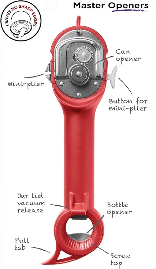 Kuhn Rikon 5-in-1 Auto Safety Master Opener for Cans, Bottles and Jars, White, 9 x 2.75 inches - Image 3