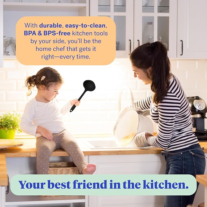 GIR: Get It Right Silicone Ladle Spoon – High Heat Resistant Kitchen Tool, Durable Cooking Utensil for Serving Soups, Stews, Sauces, and Dressings, Ultimate - 13IN - Black - Image 7