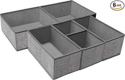 Criusia Foldable Underwear Drawer Organizer, Closet Dividers, Storage Box for Clothes, Socks (6 Bins, Gray) by Criusia