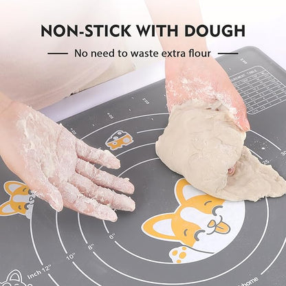 Ourokhome Silicone Baking Mat Sheet and Pastry Dough Cutter, 0.5 Inch Thick 20'' X 16" BPA free Silicone Rolling Mat, Non-Stick and Anti-Slip, Dishwasher Safe (Gray) - Image 3