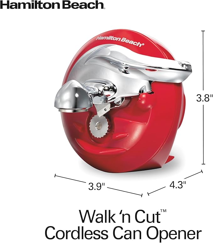 Hamilton Beach Walk 'n Cut Electric Can Opener for Kitchen, Use On Any Size, Automatic and Hand-Free, Cordless & Rechargeable, Easy Clean Removable Blade, Red (76506) - Image 8