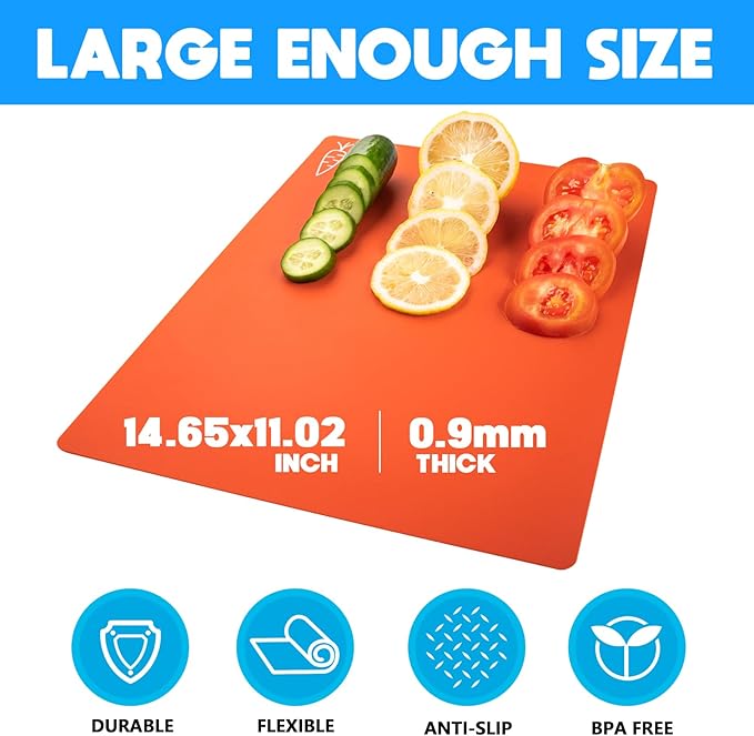 Goodluck 10 Pieces Flexible Cutting Boards, BPA Free Plastic Cutting Boards for Kitchen, Non Slip Cutting Mat for Meat and Vegetables - Image 2