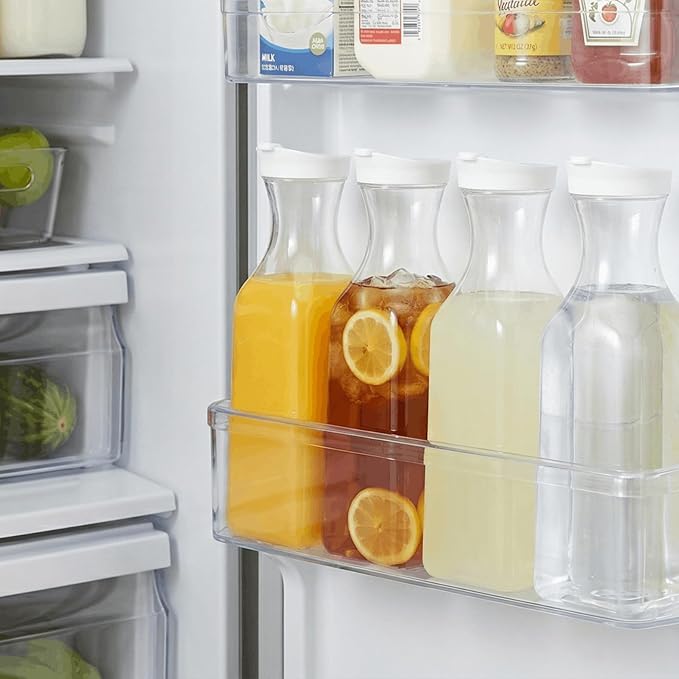 YOUEON 8 Pack 50 Oz Plastic Water Carafe with Lid and Label, Clear Water Drink Containers, Juice Carafe Pitcher Bulk for Water, Juice, Iced Tea, Soda, Lemonade and Other Beverages - Image 7