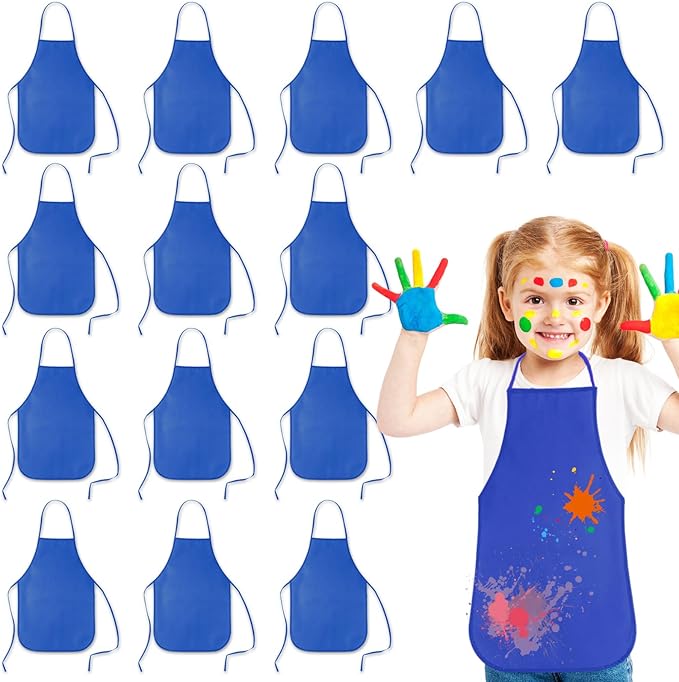 KUUQA 16/24/30/36/40Pcs Kids Apron Painting Aprons for Kids, Kids Paint Apron Art Smock for Classroom Painting Party Supplies
