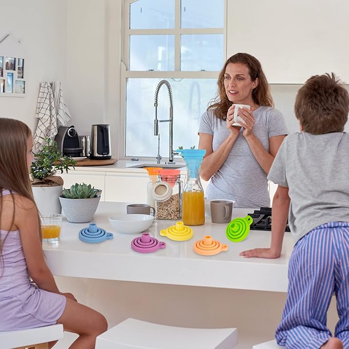 Kitchen Funnel Set 7 Pack, Collapsible Silicone Funnel for Filling Bottles, Beverage, Lab, Oil, Paint - Kitchen Gadgets Accessories Multicolor - Image 7