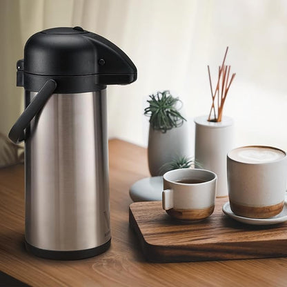 Airpot Coffee Dispenser with Pump - 2Pcs 102 oz Insulated Stainless Steel Coffee Carafe - Thermal Beverage Dispenser - Coffee Urn for Hot/Cold Water, Party Chocolate Drinks - Image 6