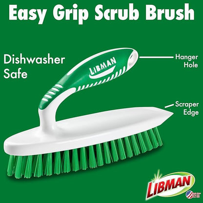 Libman Heavy Duty Scrub Brush Kit | Cleaning Brushes for Household Use | Tub Scrubber | Easy Grip Scrub Brush | Big Job Kitchen Brush | Dual Sided Tile & Grout Brush | 3 Different Brushes Included - Image 3