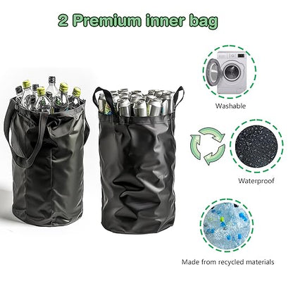 Recycling Bin for Kitchen Indoor Home, Large 26 Gallon 100L Recycle Bin with Lid Removeable Reusable Inner Bag Bottle Can Glass Waste Plastice Stickers,Black - Image 3