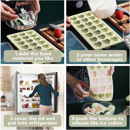 Heart Shape Ice Cube Tray, 21 Holes Silicone Ice Cube Mold with Removable Lid Flexible for Whiskey Cocktail Chocolate (White) - Image 4