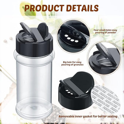 Eccliy 36 Pack 3 oz Clear Plastic Spice Jars with Label and Shaker Lids Empty Spice Bottles Seasoning Containers Seasoning Jars Shaker Condiment Pots for Pepper Herbs Powders(Black) - Image 2