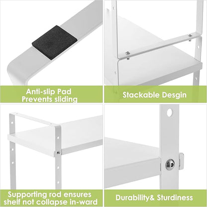 Across-Star Expandable Cabinet Shelf Organizer Rack, Stackable Kitchen Counter Storage Shelves Stand, Adjustable Height Pantry Shelf Spice Rack (White, 1 Pack) - Image 7