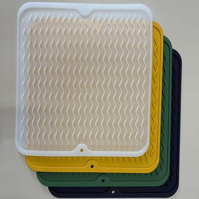 Silicone Dish Drying Mat for Multiple Usage, Easy clean, Eco-friendly, Heat-resistant Dish Drainer Mat for Kitchen Counter,Sink,Refrigerator or Drawer liner (12" x 6", Translucent) - Image 3