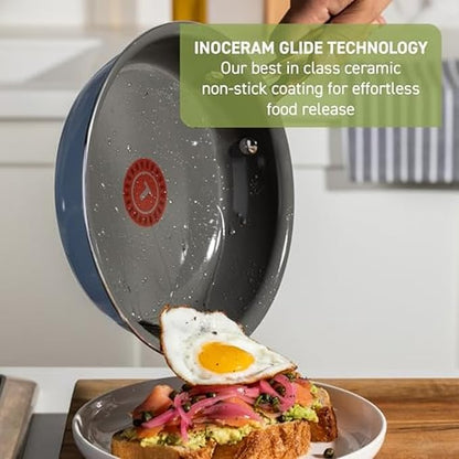T-Fal Preserve Ceramic Nonstick Saute Pan with Lid 5.5 Qt, Oven and Broiler Safe up to 350°F Cookware, Frying Pan, Stay-Cool Handle, Skillet Pots and Pans, Blue - Image 3