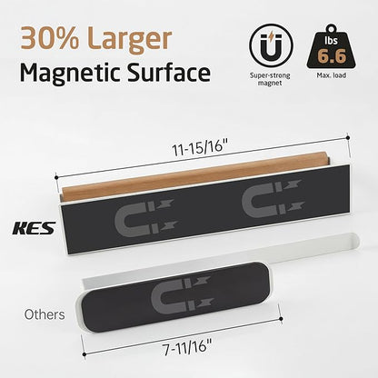 KES Magnetic Paper Towel Holder, White Paper Towel Holder for Refrigerator, Wood & Metal Paper Towel Roll Holder, KPH502MA-WH