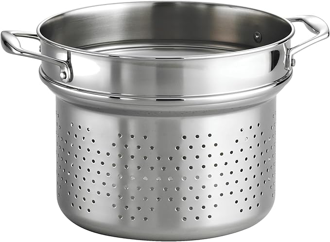Tramontina Signature Stainless Steel Pasta Strainer Insert for Pot, Basket compatible with 8-Quart Stock Pot by Tramontina