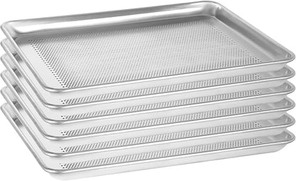 6 Pack Half Size Aluminum Perforated Baking Sheet Pan, 13"×18" Cookie Sheets For Oven in Bakery, Restaurant & Kitchen by FSUON