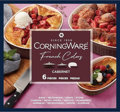 CorningWare Ceramic Bakeware Set with Lids Chip and Crack Resistant Stoneware Baking Dish, Microwave, Dishwasher, Oven, Freezer and Fridge Safe, 6-Piece French Cabernet - Image 6