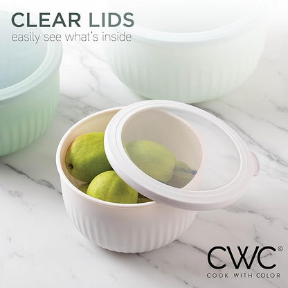 COOK WITH COLOR Prep Bowls with Lids- Wide and Deep Nesting Plastic Small Mixing Bowl Set with Lids, 12 Piece Set - Deep Bowls, Mint - Image 5
