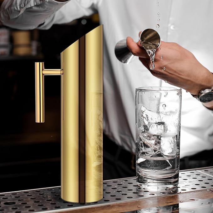 Funnymoom 3 Pack 70oz/2l Stainless Steel Water Pitcher Modern Metal Pitcher with Ice Guard Silver Carafe Drink with Handle or Iced Hot Drink Tea Juice Coffee Beer - Image 5