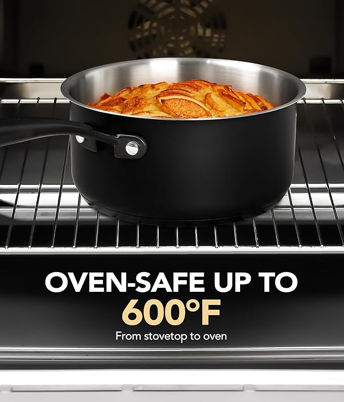 MICHELANGELO Stainless Steel Saucepan Set, Triply-Base Sauce Pan with Lids, Stainless Steel Sauce Pot for All Stoves, Induction Compatible, Oven Safe - 1QT & 2QT & 3QT - Image 6