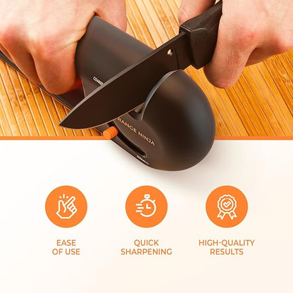 Orange Ninja 4-Stage Knife Sharpener & Serrated Knife Sharpener– Repairs, Sharpens & Polishes Blades with Ergonomic Non-Slip Grip - Image 5