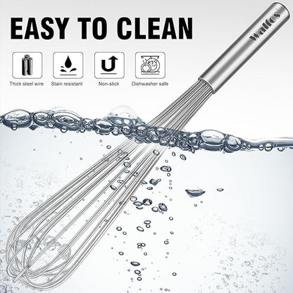 Walfos Whisks Large Whisk Set of 2, Heavy Duty Stainless Steel Wire Whisk Ideal For Beating Eggs, Mixing Batter & Blending Sauces.（13in+17in) - Image 9