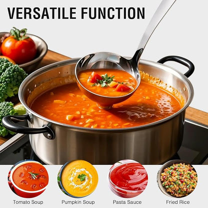 HIFIND Large Ladle Spoon 10.6 Inches Stainless Steel, Heavy Duty Mirror Polished Cooking Utensil, Dishwasher Safe, Kitchen Serving Tool, Rust-Resistant Metal Unique Soup Spoon - Image 4