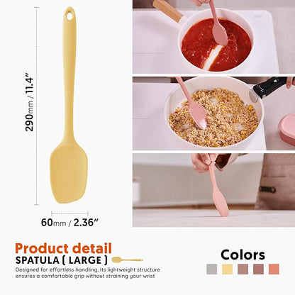 Platinum Silicone Spatula – BPA Free Silicone Spatula for Cooking – Heat Resistant Cooking Utensils for Non Stick Pans – One-Piece Spoonula for Baking, Mixing & More – Kitchen Scraper 11.4” Yellow