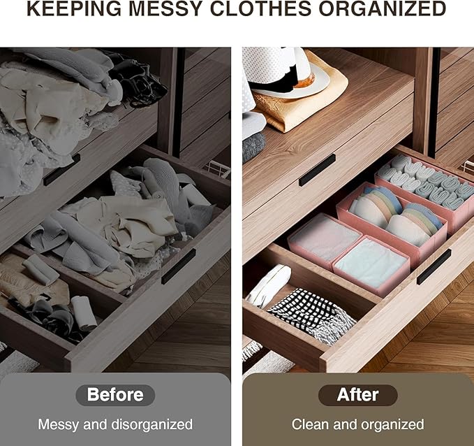 DIMJ Drawer Organizers for Clothing, Set of 8 Dresser Drawer Organizers, Fabric Closet Organizers and Storage, Drawer Dividers for Baby Clothes, Socks, Belt, Tie (Pink) - Image 7