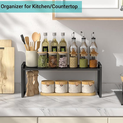 Expandable Cabinet Organizer Shelves, 88lbs High Weight Capacity, Heavy-Duty Metal Storage Rack, Adjustable Cabinet Shelf for Kitchen, Pantry, Cupboard, Under Sink, Black, Patent Pending - Image 7