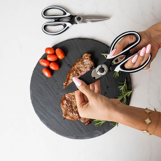 Heavy Duty Kitchen Shears With Sharpener - Lifetime Replacement Warranty* - Multipurpose Stainless Steel Scissors for Food - Sharp Food-Grade Kitchen Scissor for Meat, Seafood, Poultry - 4 Piece Set - Image 8