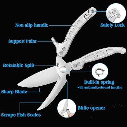Poultry Shears Scissors Heavy Duty,Kitchen Shears,Multi-purpose Stainless Steel Kitchen Scissors for Christmas Turkey Food , Chicken,Fish,Meat,Separable easy to clean thoroughly,Dishwasher Safe.